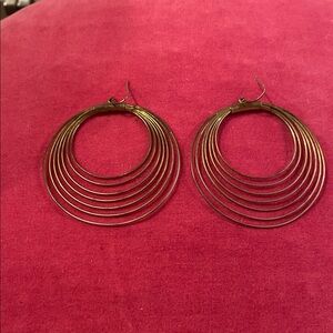 Vintage 70s Elegant Gold Metal Hoop Earrings